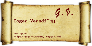 Goger Versény névjegykártya